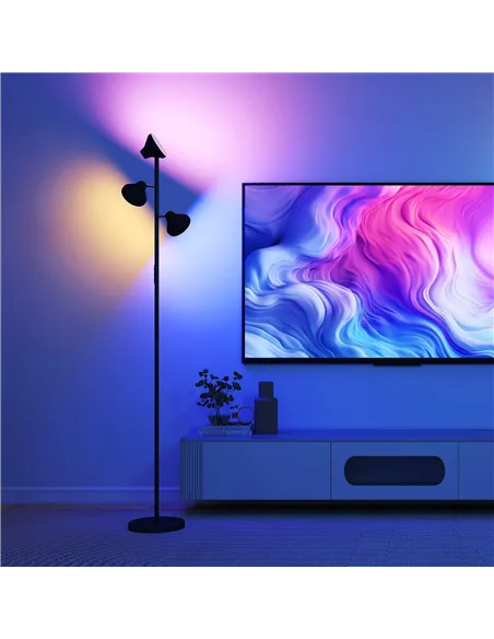 HOMCOM Three-Lamp Multi-Adjustable Floor Light - Black