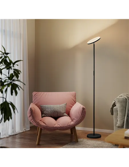 HOMCOM RGB Uplighter Floor Lamp, Tall Dimmable Standing Lamp with Remote & Touch Control, 350° Rotatable Head for Living Room Be