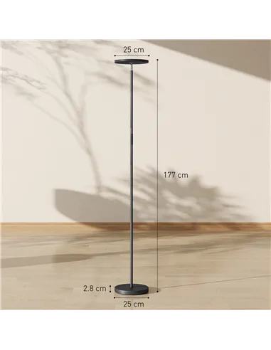 HOMCOM RGB Uplighter Floor Lamp, Tall Dimmable Standing Lamp with Remote & Touch Control, 350° Rotatable Head for Living Room Be