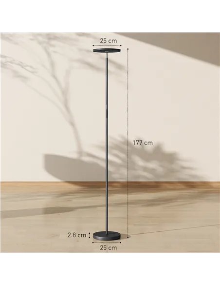 HOMCOM RGB Uplighter Floor Lamp, Tall Dimmable Standing Lamp with Remote & Touch Control, 350° Rotatable Head for Living Room Be