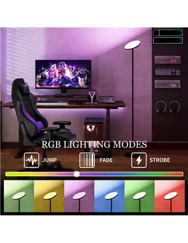 HOMCOM RGB Uplighter Floor Lamp, Tall Dimmable Standing Lamp with Remote & Touch Control, 350° Rotatable Head for Living Room Be