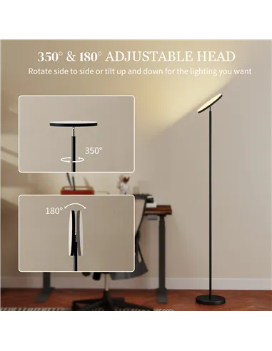 HOMCOM RGB Uplighter Floor Lamp, Tall Dimmable Standing Lamp with Remote & Touch Control, 350° Rotatable Head for Living Room Be