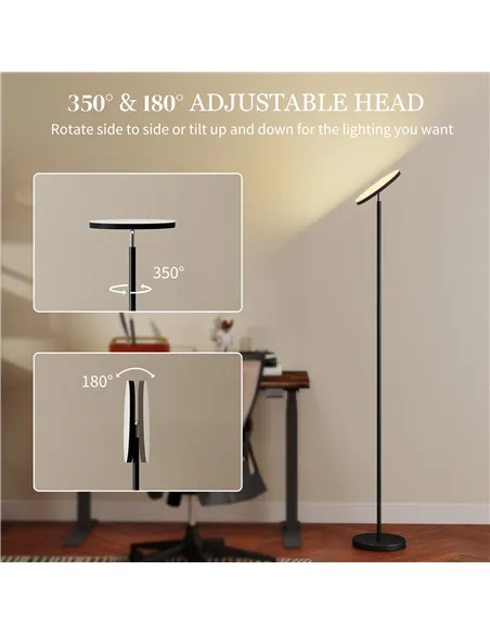 HOMCOM RGB Uplighter Floor Lamp, Tall Dimmable Standing Lamp with Remote & Touch Control, 350° Rotatable Head for Living Room Be