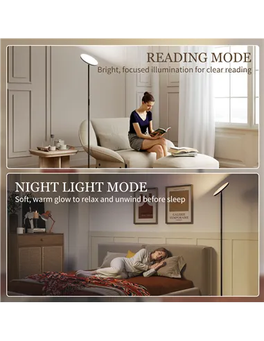 HOMCOM RGB Uplighter Floor Lamp, Tall Dimmable Standing Lamp with Remote & Touch Control, 350° Rotatable Head for Living Room Be