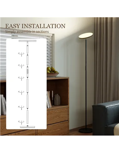 HOMCOM RGB Uplighter Floor Lamp, Tall Dimmable Standing Lamp with Remote & Touch Control, 350° Rotatable Head for Living Room Be