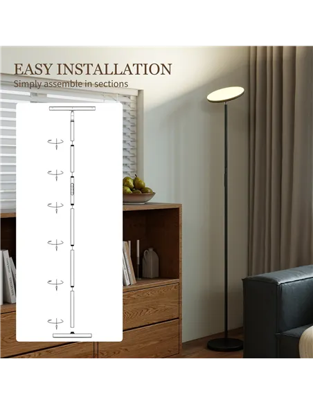 HOMCOM RGB Uplighter Floor Lamp, Tall Dimmable Standing Lamp with Remote & Touch Control, 350° Rotatable Head for Living Room Be