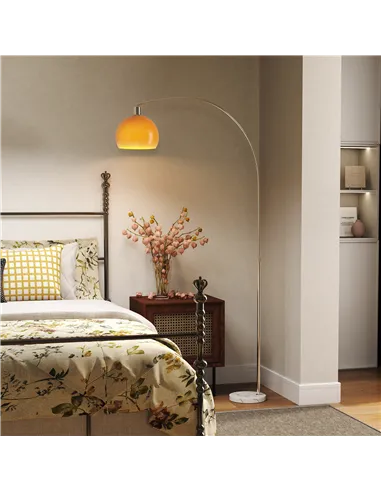 HOMCOM Floor Lamp for Living Room, Modern Standing Lamp with Shade & Foot Switch for Bedroom, Office, Orange