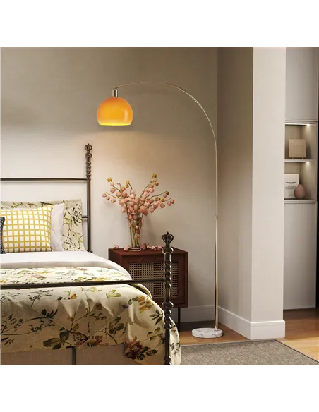 HOMCOM Floor Lamp for Living Room, Modern Standing Lamp with Shade & Foot Switch for Bedroom, Office, Orange