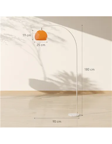 HOMCOM Floor Lamp for Living Room, Modern Standing Lamp with Shade & Foot Switch for Bedroom, Office, Orange