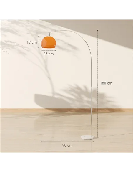 HOMCOM Floor Lamp for Living Room, Modern Standing Lamp with Shade & Foot Switch for Bedroom, Office, Orange