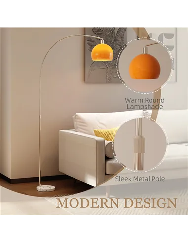 HOMCOM Floor Lamp for Living Room, Modern Standing Lamp with Shade & Foot Switch for Bedroom, Office, Orange