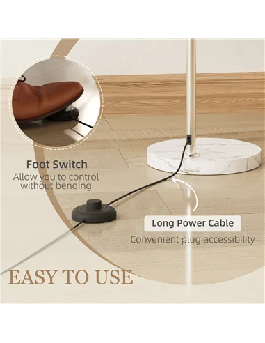 HOMCOM Floor Lamp for Living Room, Modern Standing Lamp with Shade & Foot Switch for Bedroom, Office, Orange