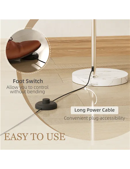 HOMCOM Floor Lamp for Living Room, Modern Standing Lamp with Shade & Foot Switch for Bedroom, Office, Orange