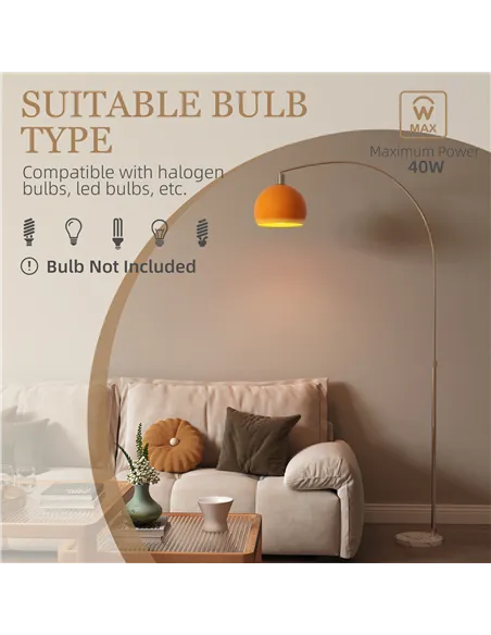 HOMCOM Floor Lamp for Living Room, Modern Standing Lamp with Shade & Foot Switch for Bedroom, Office, Orange