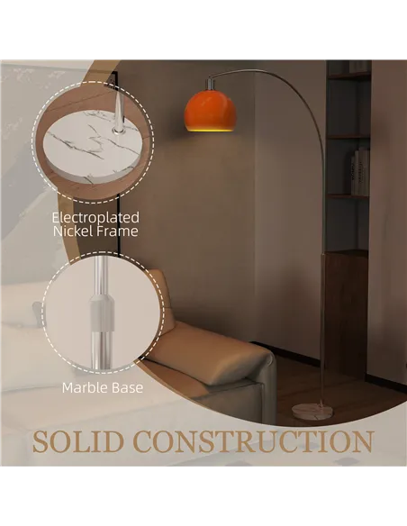 HOMCOM Floor Lamp for Living Room, Modern Standing Lamp with Shade & Foot Switch for Bedroom, Office, Orange