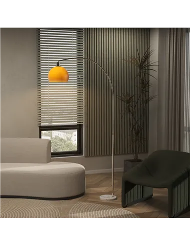 HOMCOM Floor Lamp for Living Room, Modern Standing Lamp with Shade & Foot Switch for Bedroom, Office, Orange