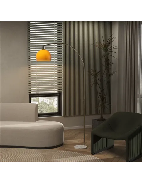 HOMCOM Floor Lamp for Living Room, Modern Standing Lamp with Shade & Foot Switch for Bedroom, Office, Orange