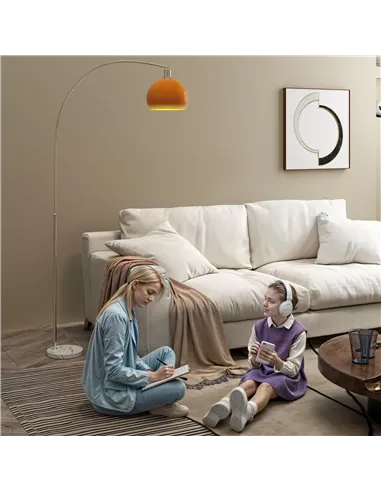 HOMCOM Floor Lamp for Living Room, Modern Standing Lamp with Shade & Foot Switch for Bedroom, Office, Orange