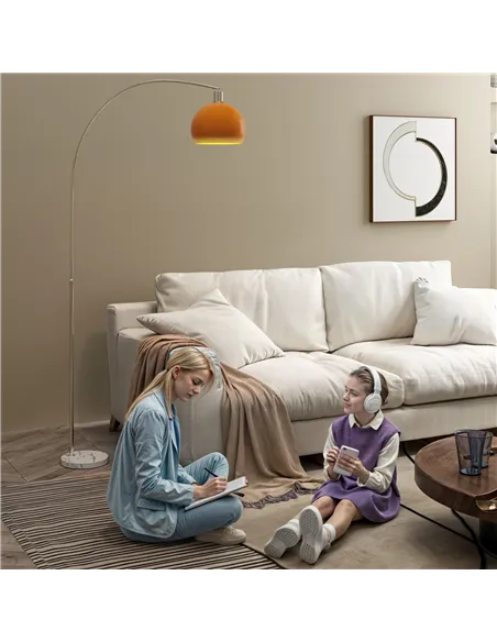 HOMCOM Floor Lamp for Living Room, Modern Standing Lamp with Shade & Foot Switch for Bedroom, Office, Orange