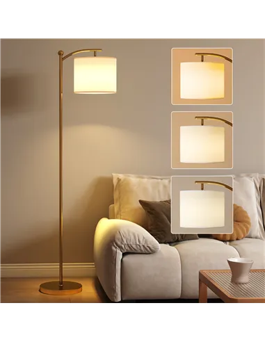 HOMCOM LED Floor Lamp with Remote Control - Gold Tone