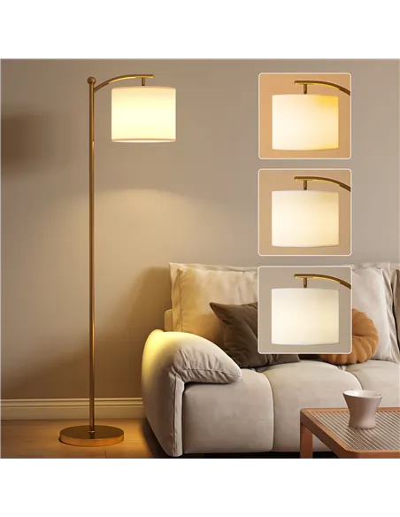 HOMCOM LED Floor Lamp with Remote Control - Gold Tone