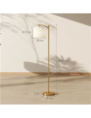 HOMCOM LED Floor Lamp with Remote Control - Gold Tone