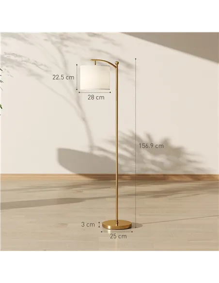 HOMCOM LED Floor Lamp with Remote Control - Gold Tone