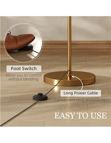 HOMCOM LED Floor Lamp with Remote Control - Gold Tone