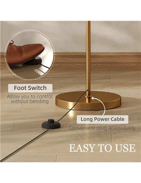 HOMCOM LED Floor Lamp with Remote Control - Gold Tone