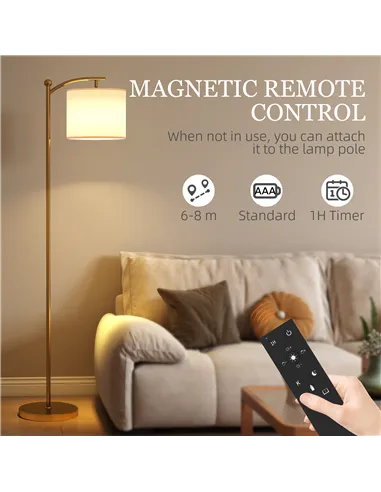 HOMCOM LED Floor Lamp with Remote Control - Gold Tone