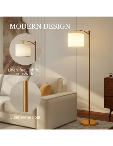HOMCOM LED Floor Lamp with Remote Control - Gold Tone