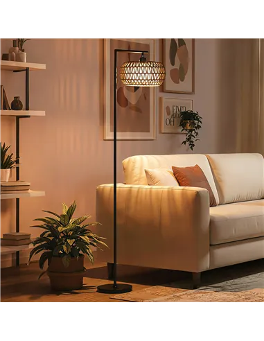 HOMCOM Boho Dimmable Floor Lamp - Black