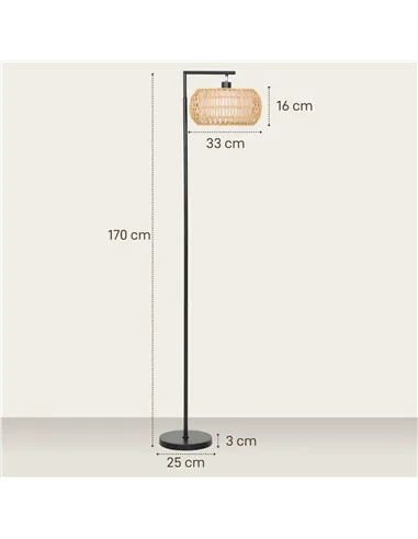 HOMCOM Boho Dimmable Floor Lamp - Black
