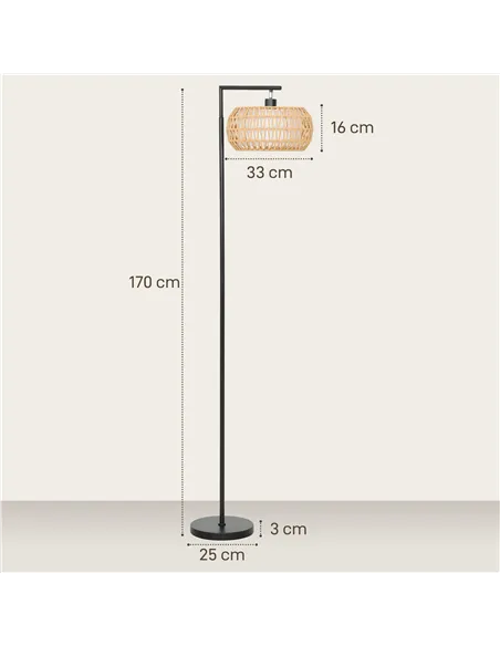 HOMCOM Boho Dimmable Floor Lamp - Black