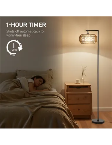 HOMCOM Boho Dimmable Floor Lamp - Black