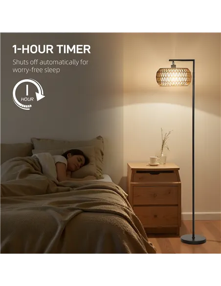 HOMCOM Boho Dimmable Floor Lamp - Black