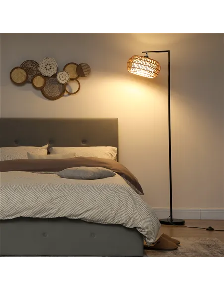 HOMCOM Boho Dimmable Floor Lamp - Black