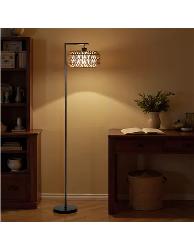HOMCOM Boho Dimmable Floor Lamp - Black
