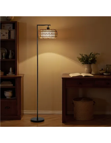 HOMCOM Boho Dimmable Floor Lamp - Black