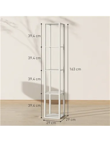 HOMCOM Floor Lamp with Shelves and 3 Brightness Levels - Oak