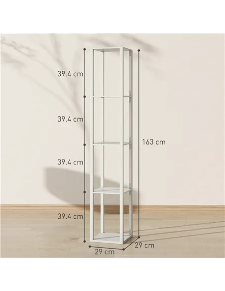 HOMCOM Floor Lamp with Shelves and 3 Brightness Levels - Oak