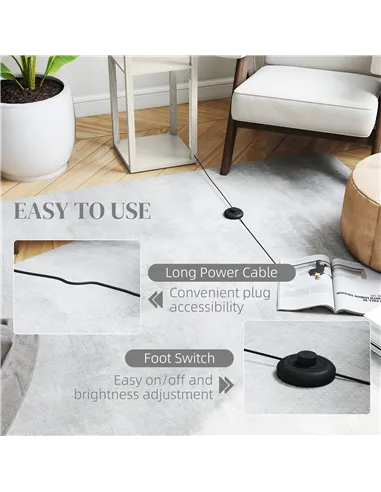 HOMCOM Floor Lamp with Shelves and 3 Brightness Levels - Oak