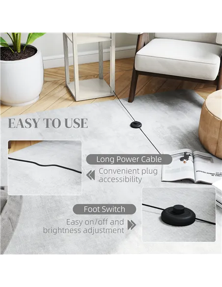 HOMCOM Floor Lamp with Shelves and 3 Brightness Levels - Oak