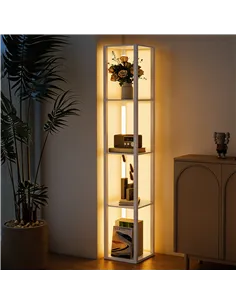 HOMCOM Floor Lamp with Shelves and 3 Brightness Levels - White 2