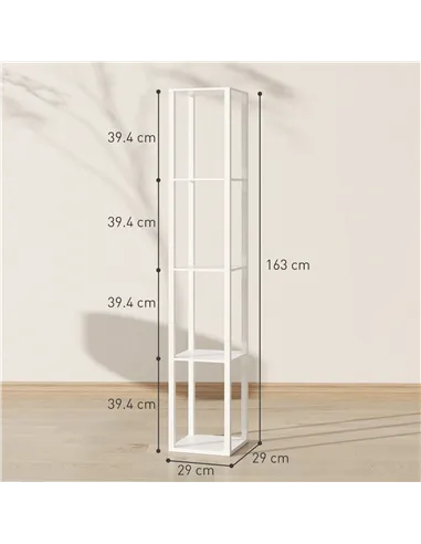 HOMCOM Floor Lamp with Shelves and 3 Brightness Levels - White