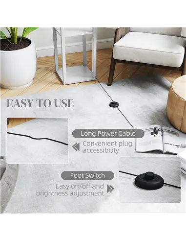 HOMCOM Floor Lamp with Shelves and 3 Brightness Levels - White