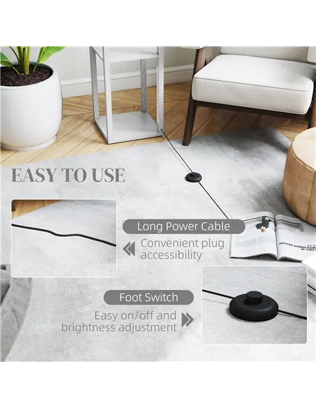 HOMCOM Floor Lamp with Shelves and 3 Brightness Levels - White