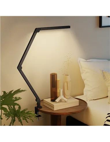 HOMCOM LED Desk Lamp, Dimmable Desk Light with Swing Arm and Clamp, Adjustable Eye-Caring Table Lamp with 2 Colour Modes & 5 Bri