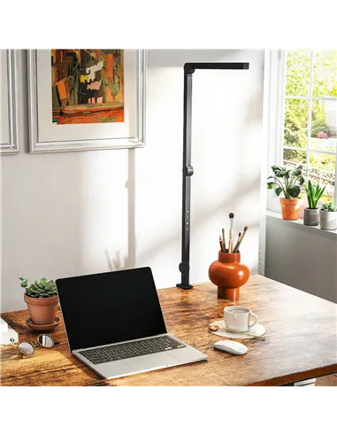 HOMCOM LED Desk Lamp, Dimmable Desk Light with Swing Arm and Clamp, Adjustable Eye-Caring Table Lamp with 2 Colour Modes & 5 Bri