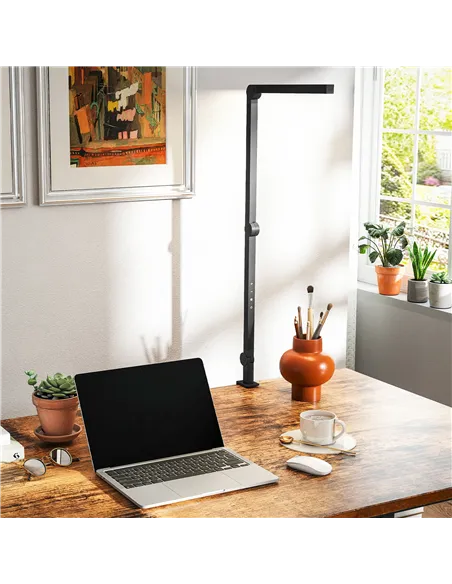 HOMCOM LED Desk Lamp, Dimmable Desk Light with Swing Arm and Clamp, Adjustable Eye-Caring Table Lamp with 2 Colour Modes & 5 Bri